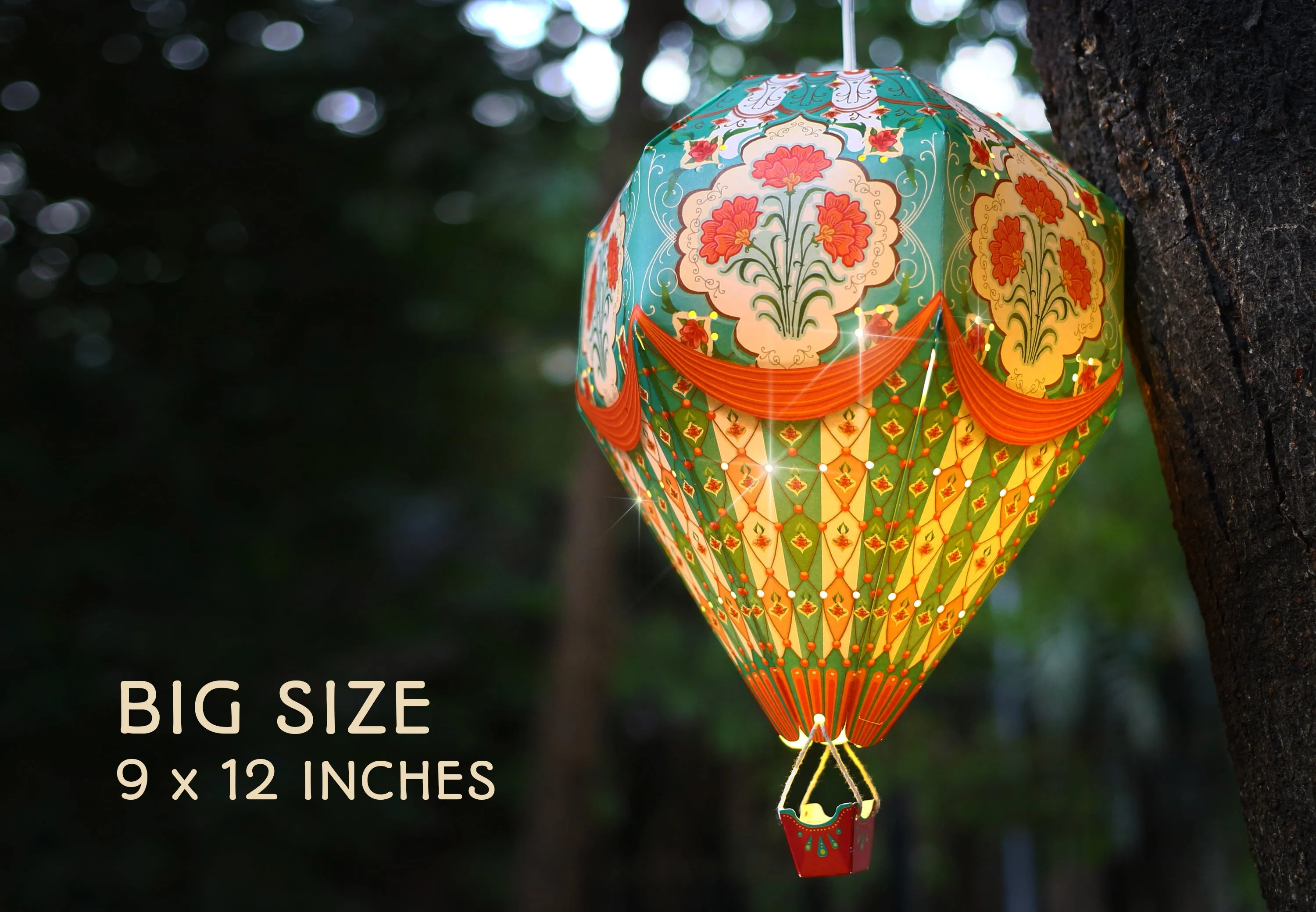 Instant Decor Combo Saver: 3 Hot Air Balloon Paper Lamps + bulbs + wires - Image 8