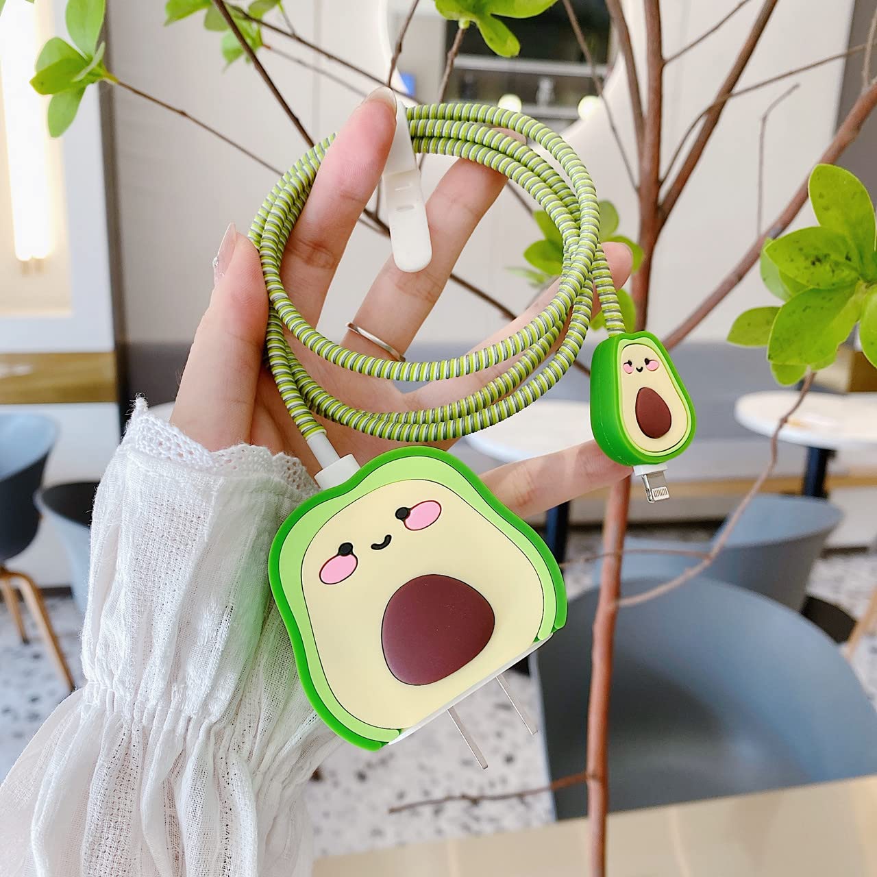 Iphone Charger Case Cover - Avacado - 4 Piece Set (With Wire Protector) - Image 2