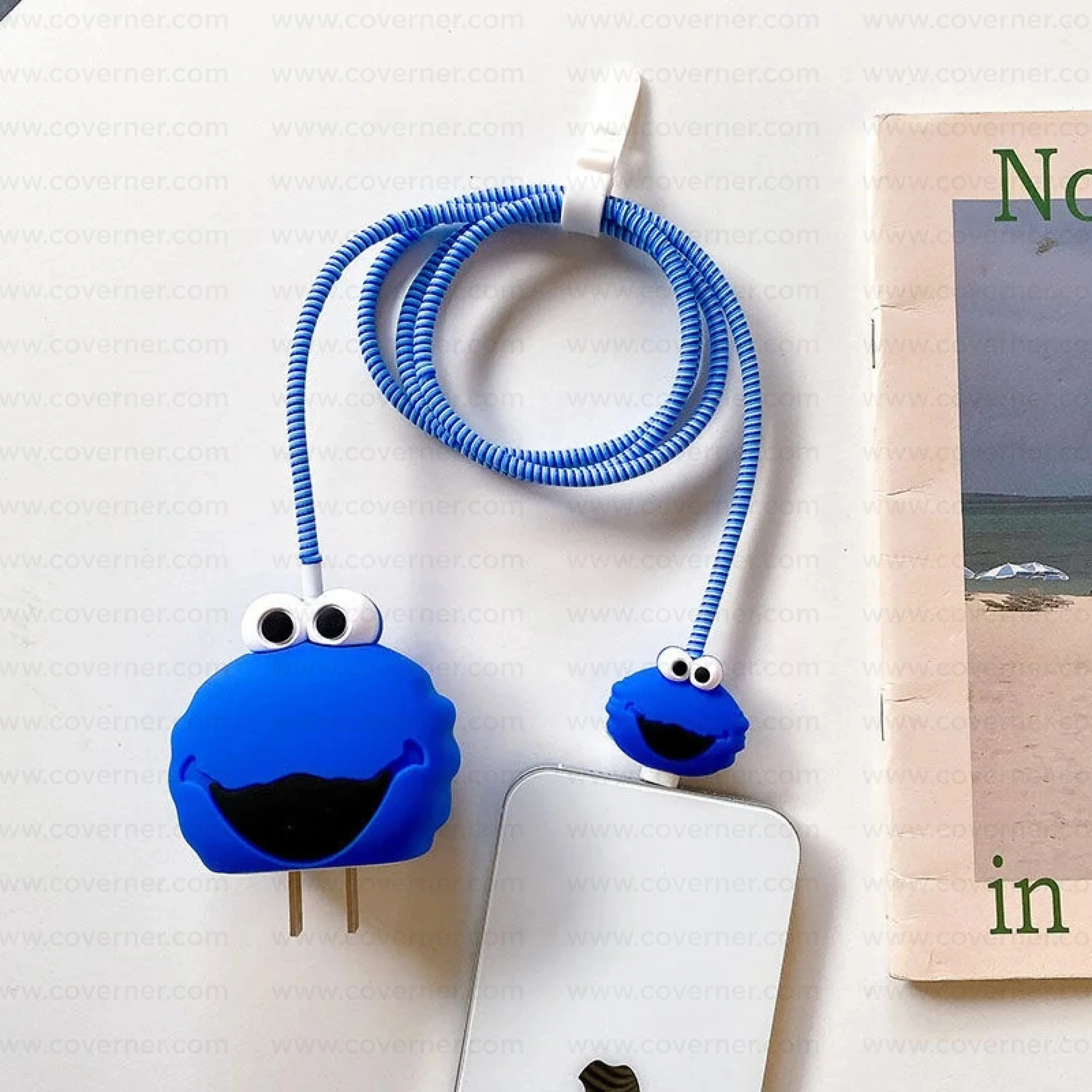 Iphone Charger Case Cover - Baby Monster - Blue - 4 Piece Set (With Wire Protector) - Image 2
