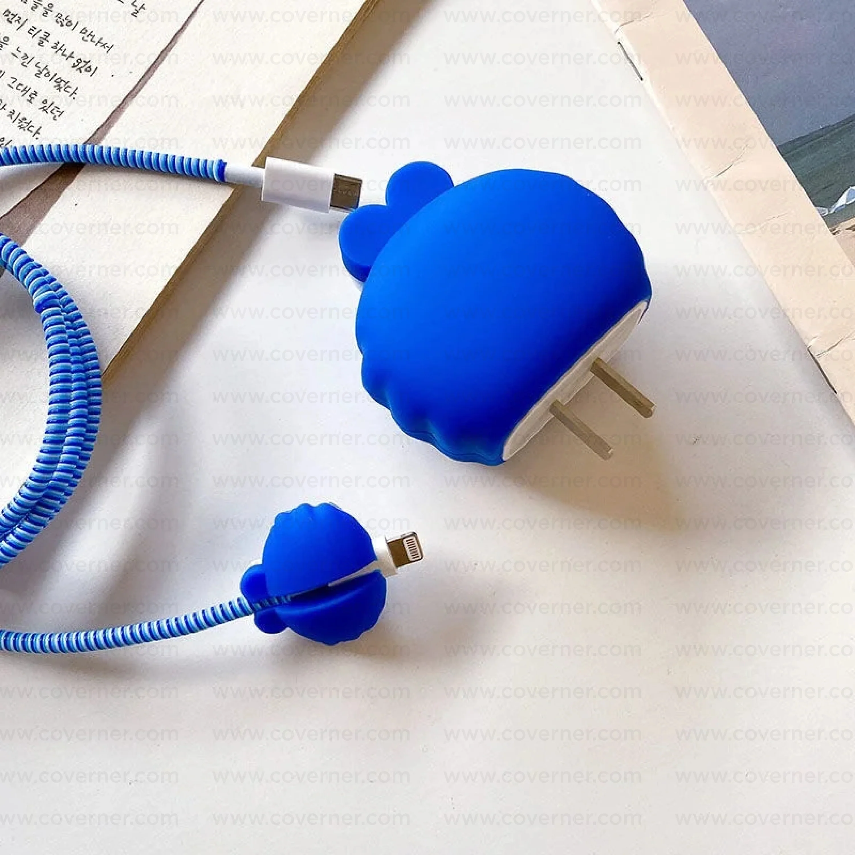 Iphone Charger Case Cover - Baby Monster - Blue - 4 Piece Set (With Wire Protector) - Image 5