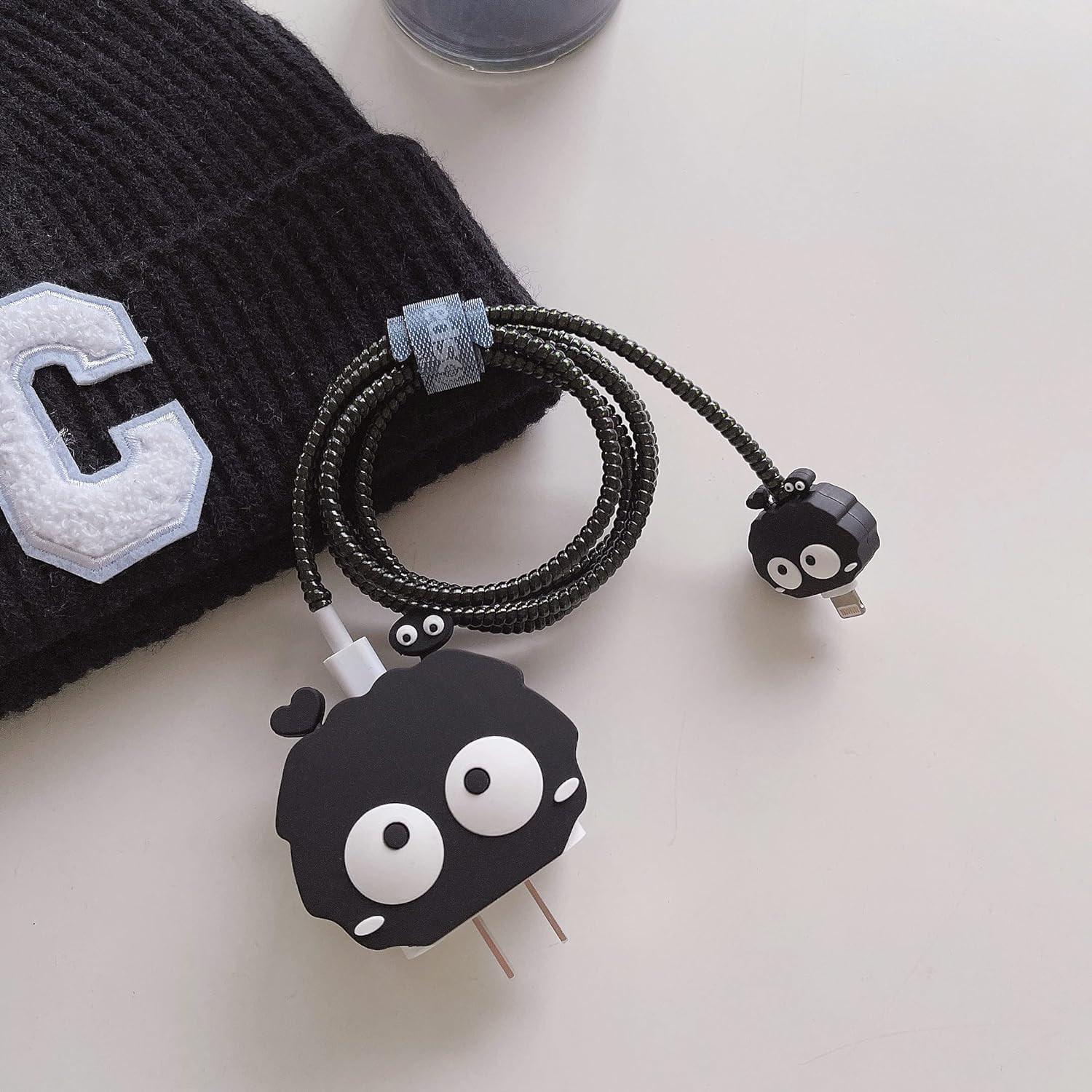 Iphone Charger Case Cover - Black Coalball - 4 Piece Set (With Wire Protector) - Image 3