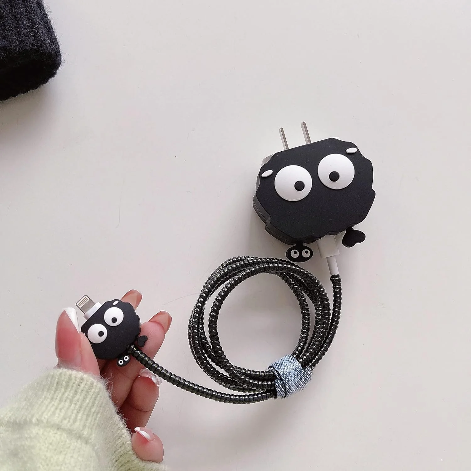 Iphone Charger Case Cover - Black Coalball - 4 Piece Set (With Wire Protector) - Image 5