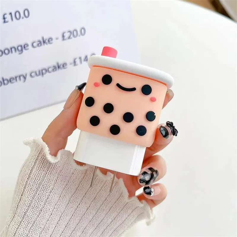 Iphone Charger Case Cover - Bubble Tea (Boba Tea) - 4 Piece Set (With Wire Protector) - Image 8