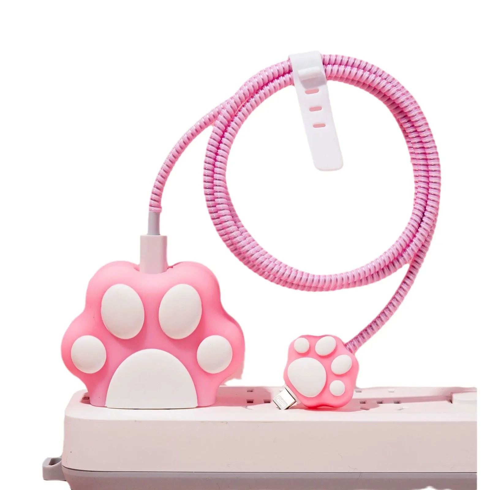Iphone Charger Case Cover - Cute Paws - 4 Piece Set (With Wire Protector) - Image 6