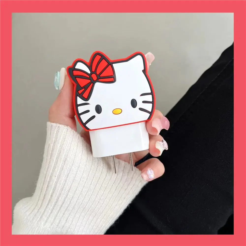 Iphone Charger Case Cover - Kitty Red - 4 Piece Set (With Wire Protector) - Image 9