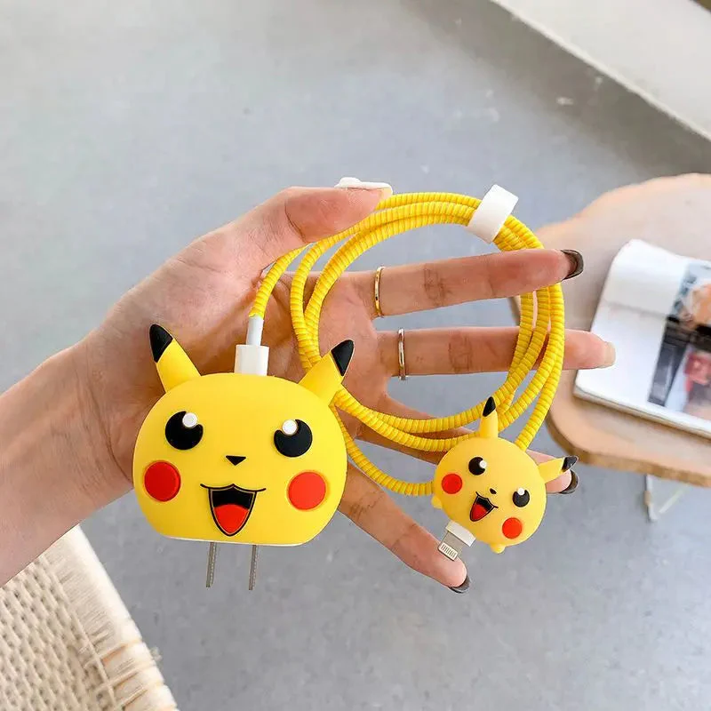 Iphone Charger Case Cover - Pikachu - 4 Piece Set (With Wire Protector) - Image 5