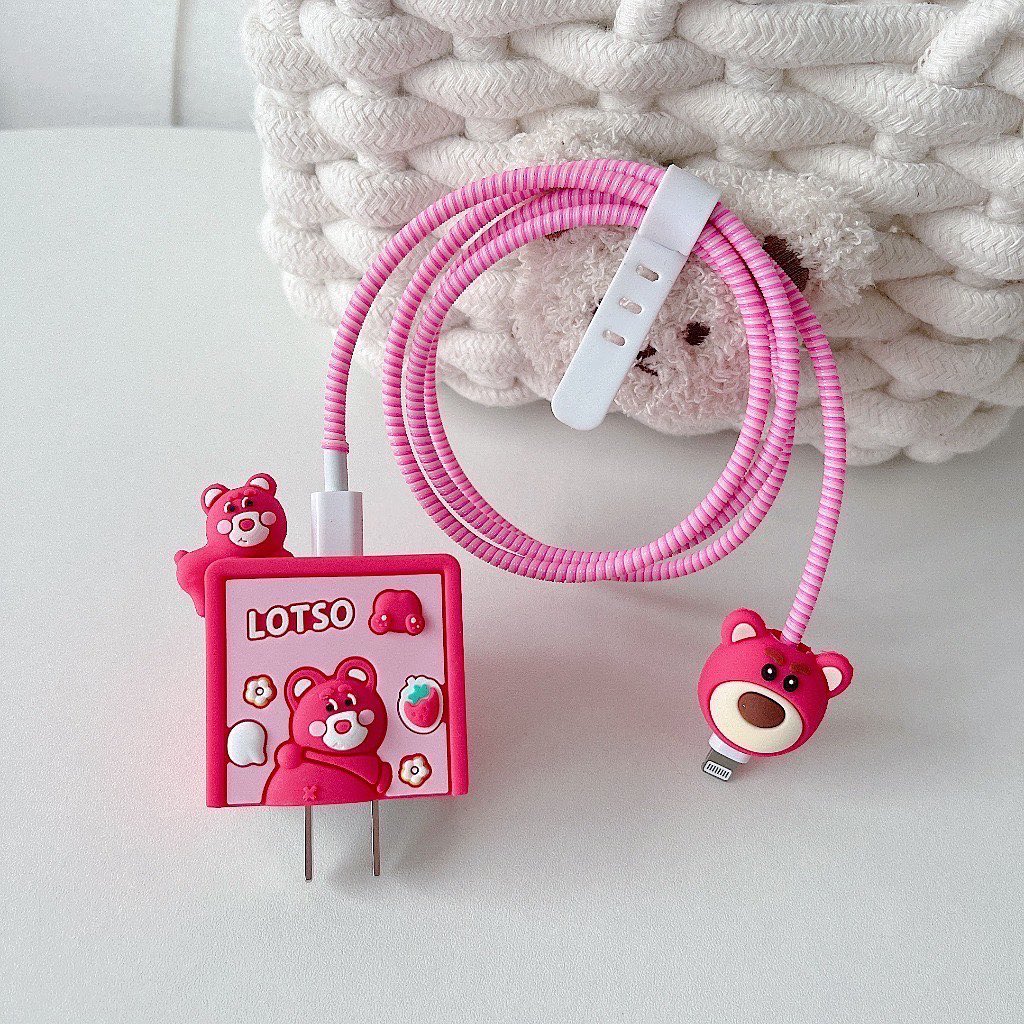 Iphone Charger Case Cover - Poo & Lotso - 4 Piece Set (With Wire Protector) - Image 6