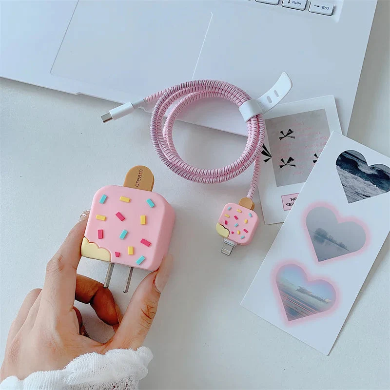 Iphone Charger Case Cover - Popsicles - 4 Piece Set (With Wire Protector) - Image 3