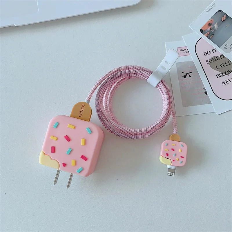Iphone Charger Case Cover - Popsicles - 4 Piece Set (With Wire Protector) - Image 5