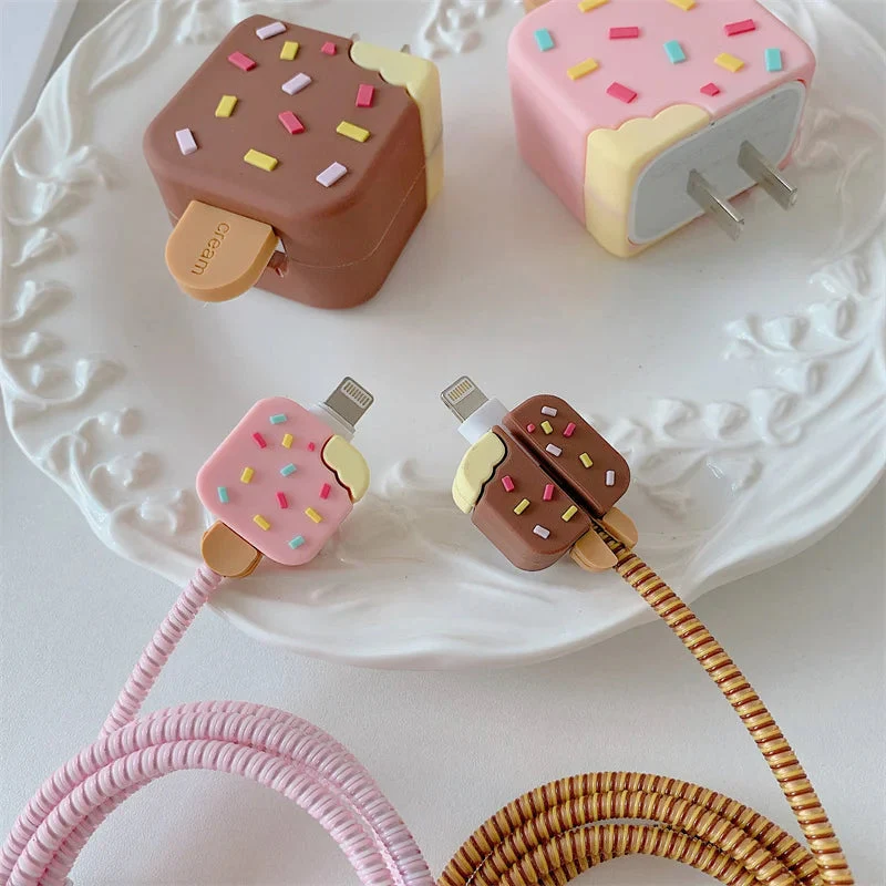 Iphone Charger Case Cover - Popsicles - 4 Piece Set (With Wire Protector) - Image 7
