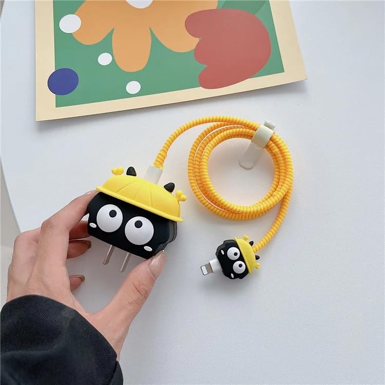 Iphone Charger Case Cover - Yellow Hat - 4 Piece Set (With Wire Protector) - Image 4
