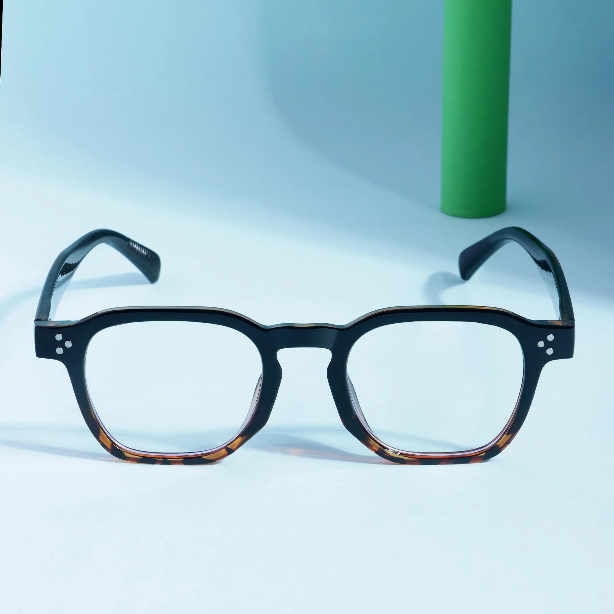 J-Bond Black Tortoise Clear Square Sunglasses - Image 3