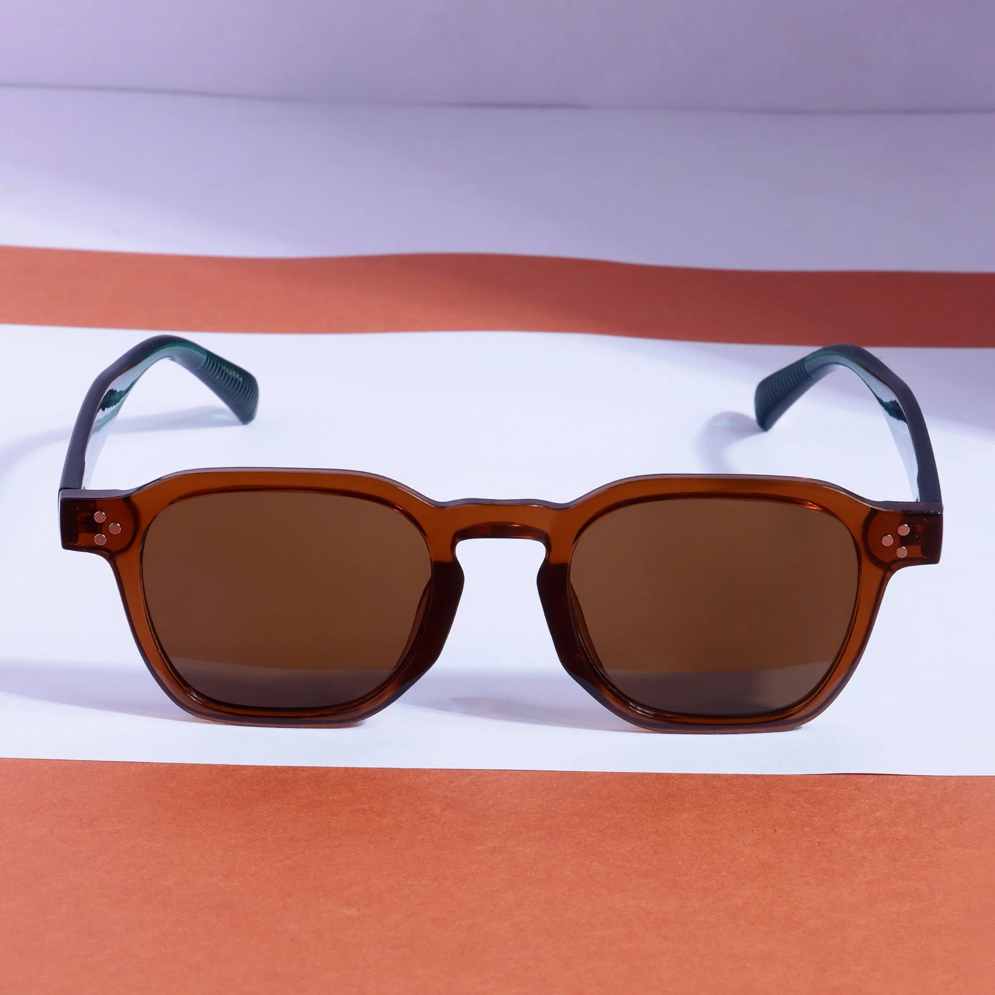 J-Bond Green Brown Brown Square Sunglasses - Image 3