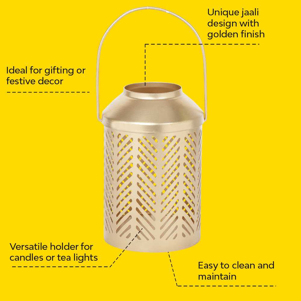 Jaali Leaf Metal Lantern - Image 6