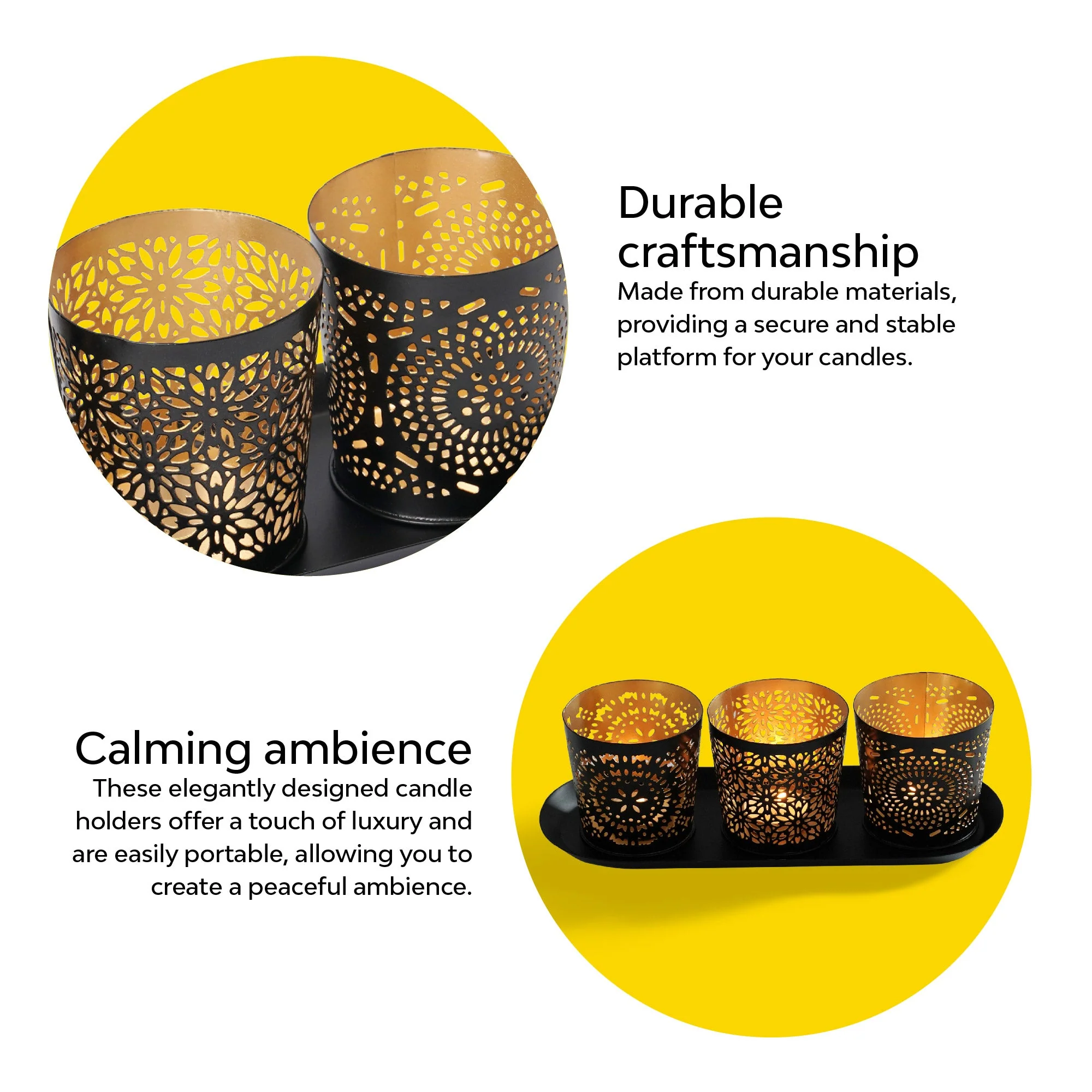 Jaali Metal Votives With Tray - Image 8