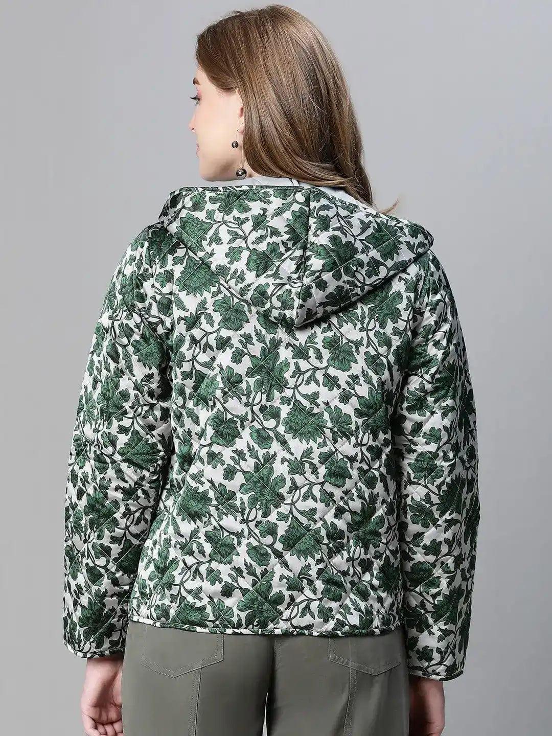 Jamboree Green Floral Print Women Winter Wear Jacket For Style - Image 5