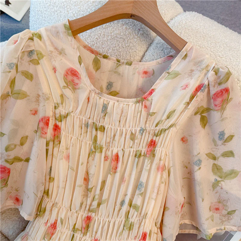 Jane Floral Print Plus Size Chiffon Dress - Image 3
