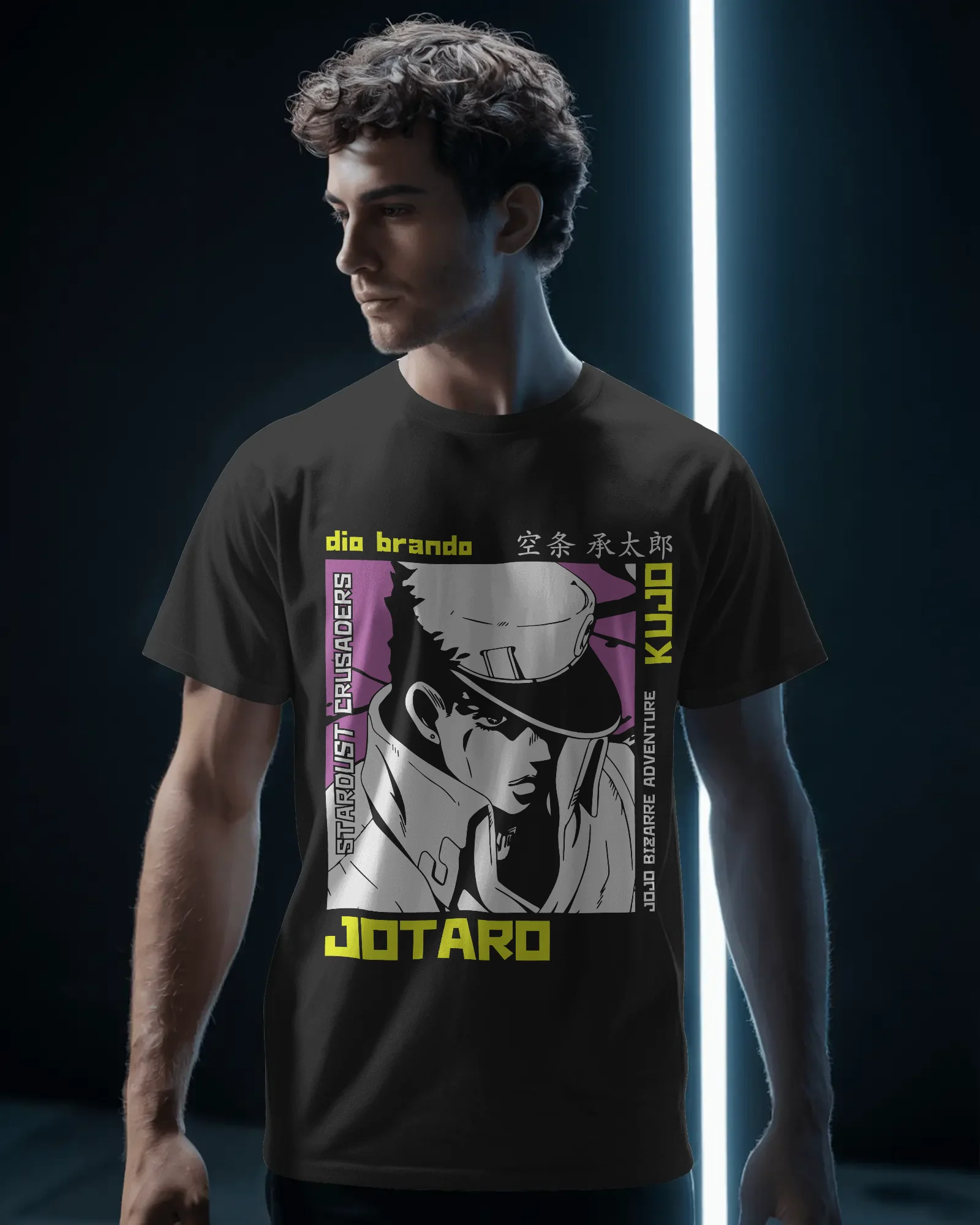 JoJo’s Bizarre Adventure Jotaro Kujo Pop Art Graphic T-Shirt (Black) - Image 3