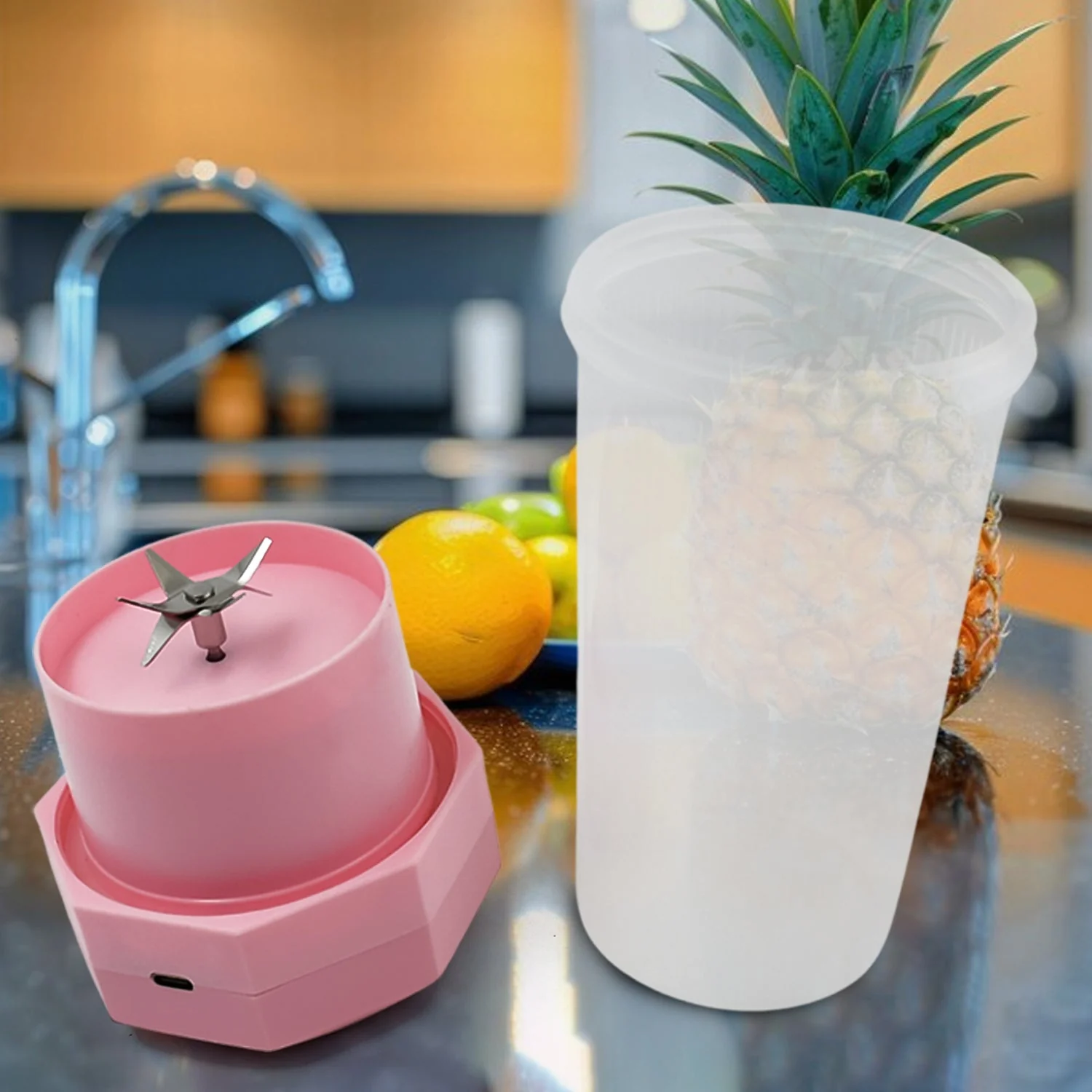 JuiceMate: USB-C Rechargeable 6-Blade Portable Juicer & Blender for Smoothies & Ice Crushing with Built-in 400ml Jar - Image 3