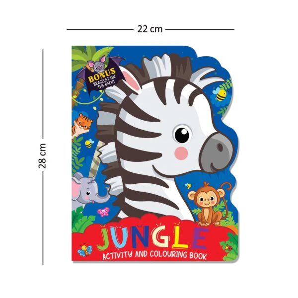 Jungle Activity and Colouring Book- Die Cut Animal Shaped Book - Image 3