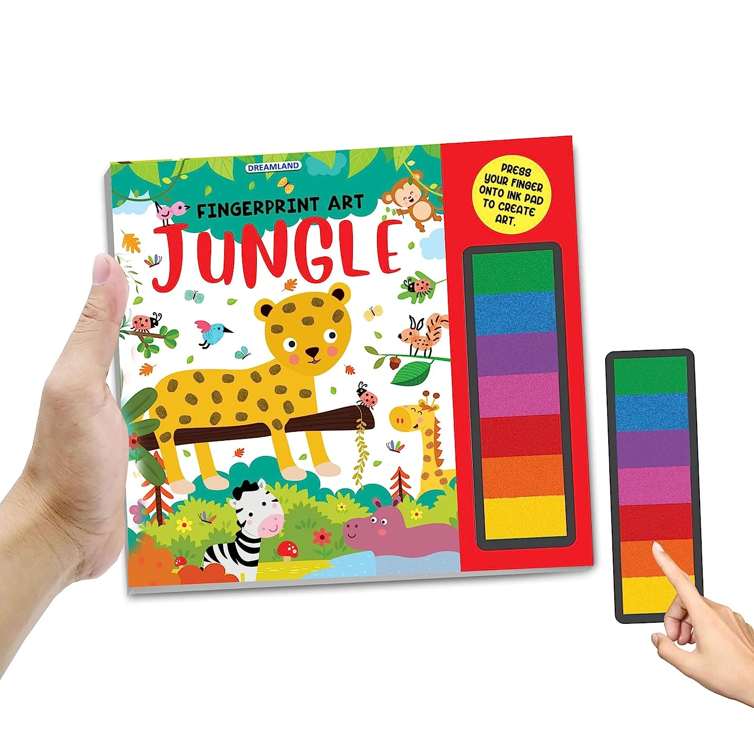 Jungle Fingerprint Art Activity Book for Children Age 4 - 9 years with Thumbprint Gadget|Colouring Book for Kids - Image 2
