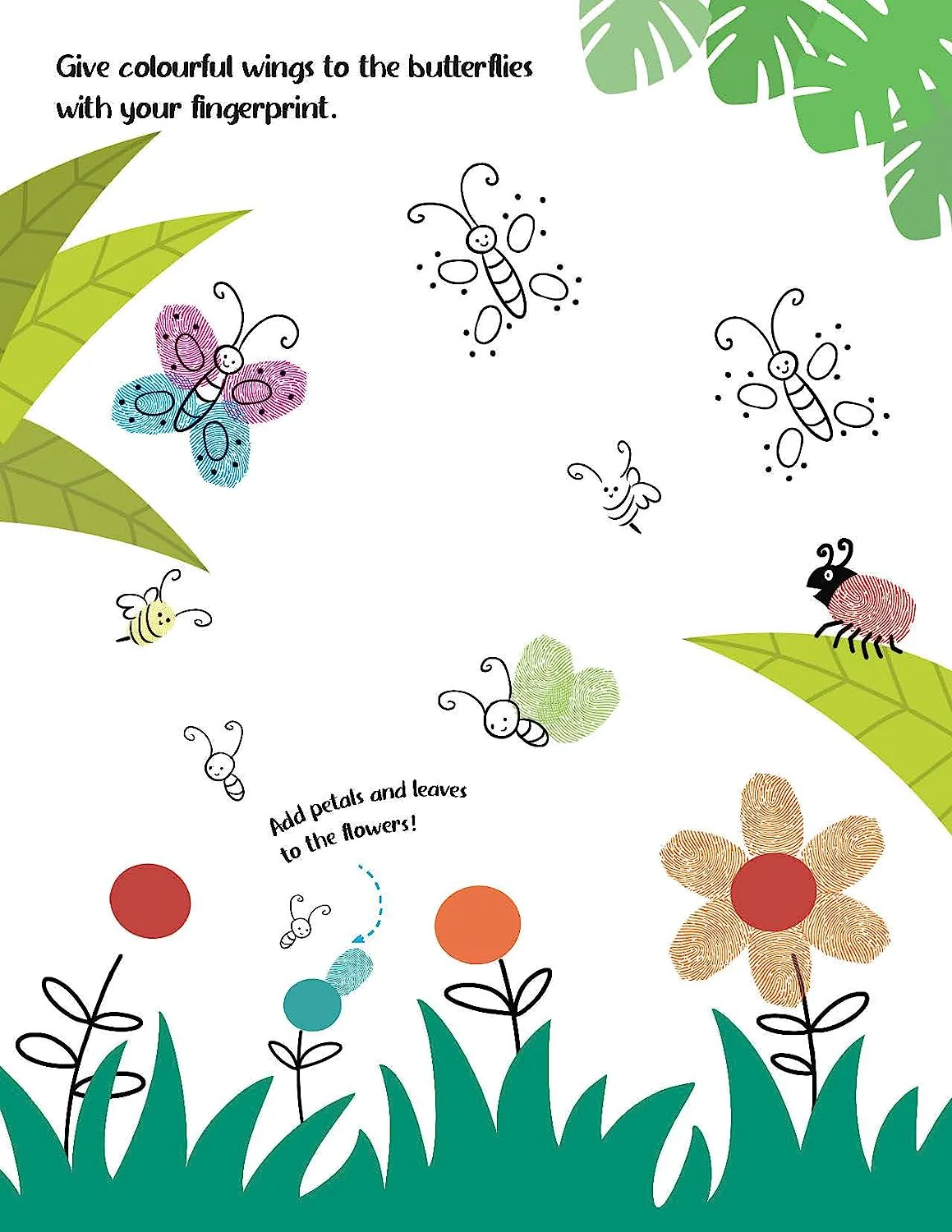 Jungle Fingerprint Art Activity Book for Children Age 4 - 9 years with Thumbprint Gadget|Colouring Book for Kids - Image 8