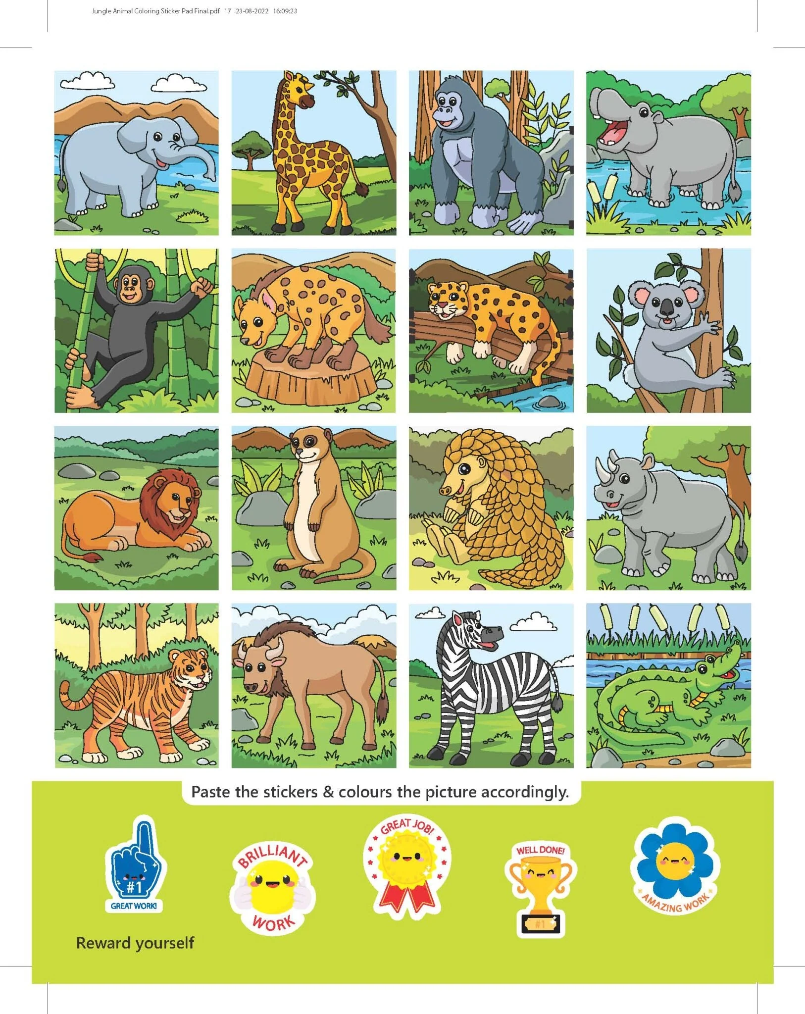 Jungle- It's Colour time with Stickers - Image 9