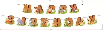 Jungle Safari Themed Set With Posters And Happy Birthday Banner, Cake Topper (Pack of 16) - Image 2