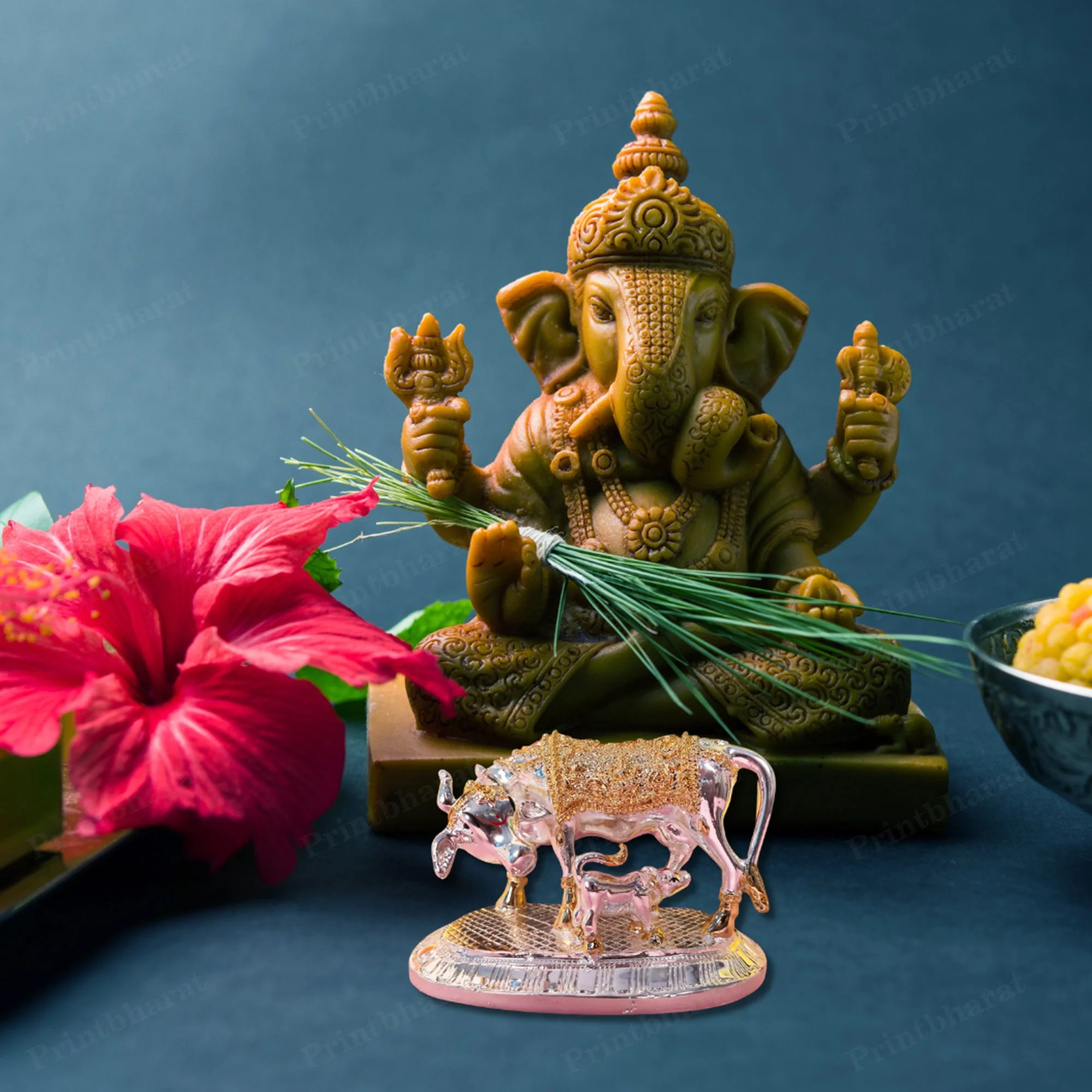 Kamdhenu Cow with Calf Vastu, Vastu Items for Home for Good Luck - Offers Wealth, Prosperity, Health, Peace - Image 2