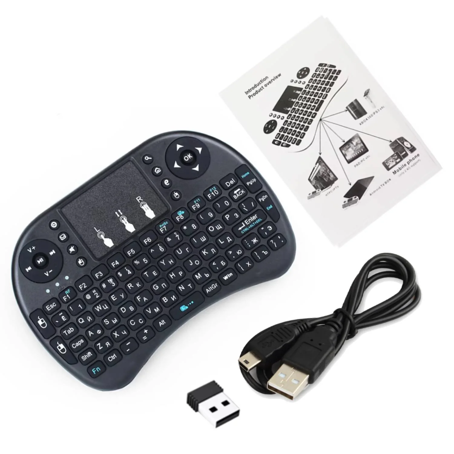 Keyboo: Handheld Mini Wireless Keyboard & Mouse with Bluetooth & USB Dongle, Rechargeable Backlit Remote for Smart TV, Android TV Box, PC & Mobile - Image 5