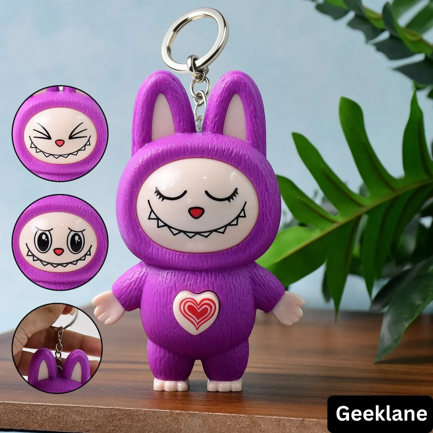 KeyBuu: Face-Changing Labubu Keychain Toy with Built-in Key Holder, Flip Expression Keychain & Gift for Kids & Collectors - Image 2