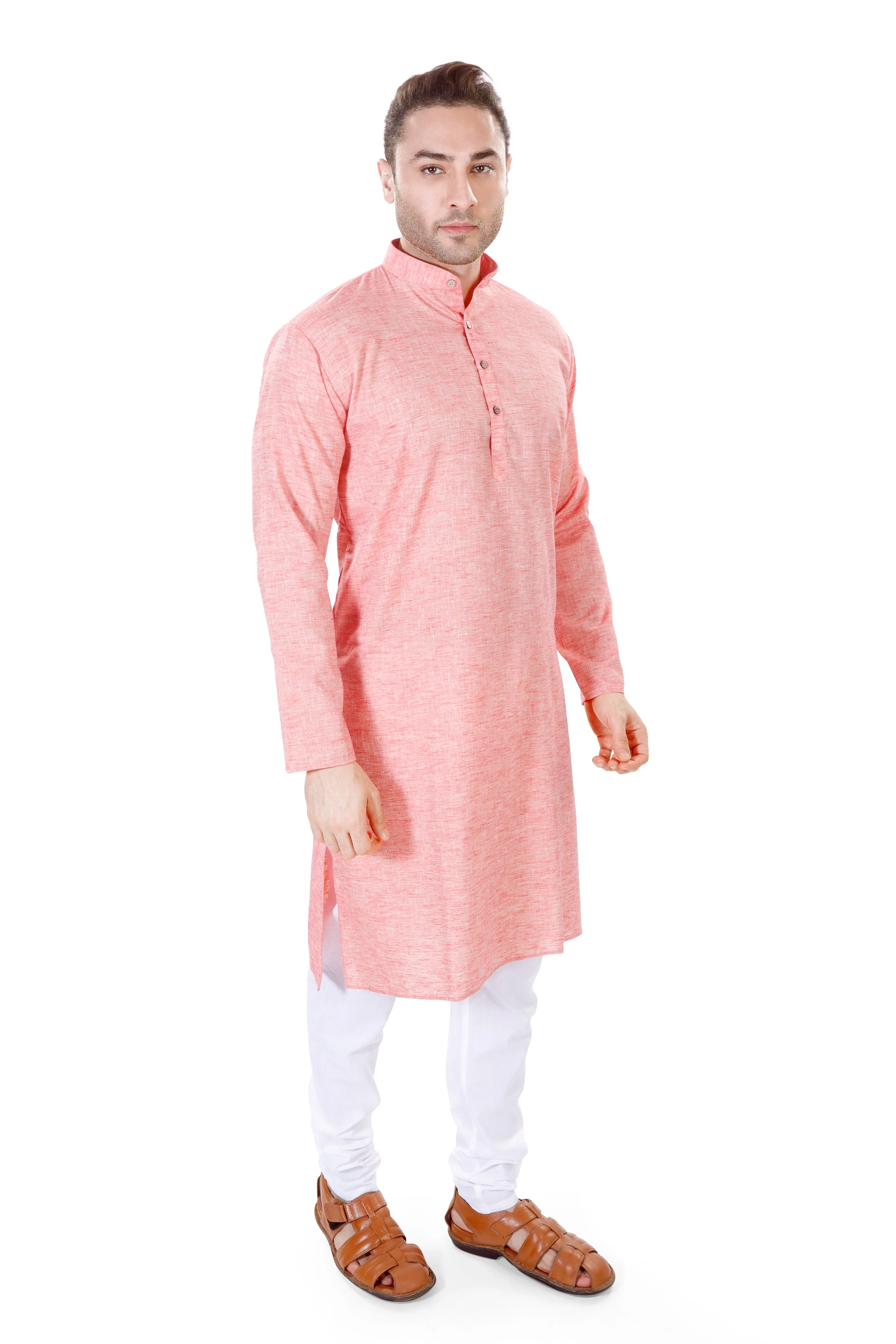 Khadi Cotton Kurta in Red - Image 2