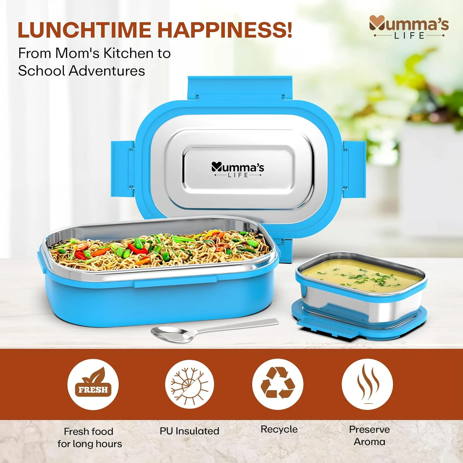 Kids Leak-Proof Steel Lunch Box with Inner Container - Image 7