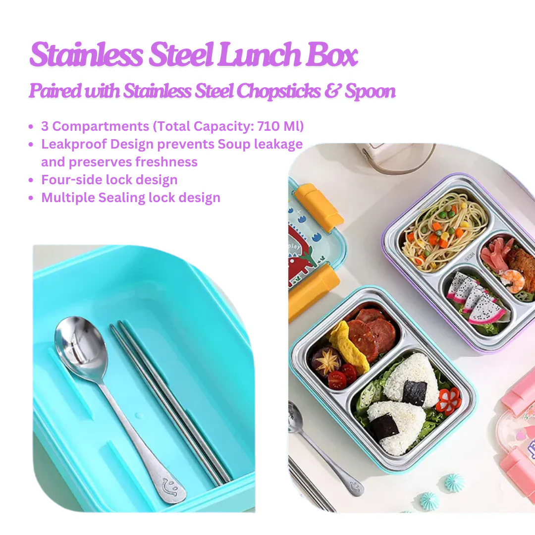 Kids Unicorn Printed Bento Lunch Box - Image 2