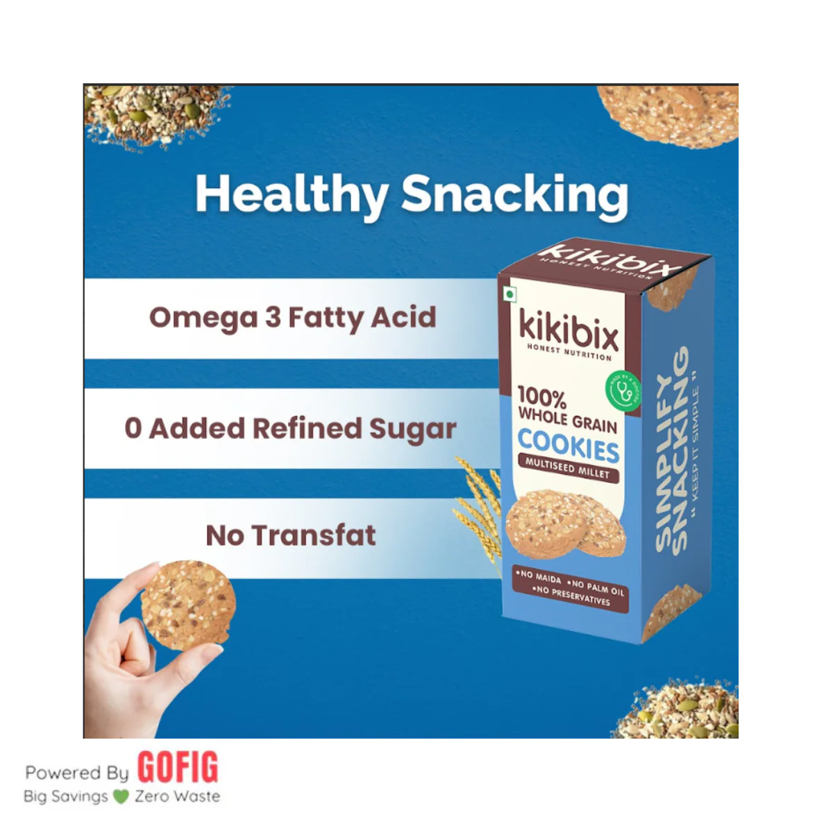 Kikibix Multiseed Cookies - (110 g) - Pack of 3 - Image 3