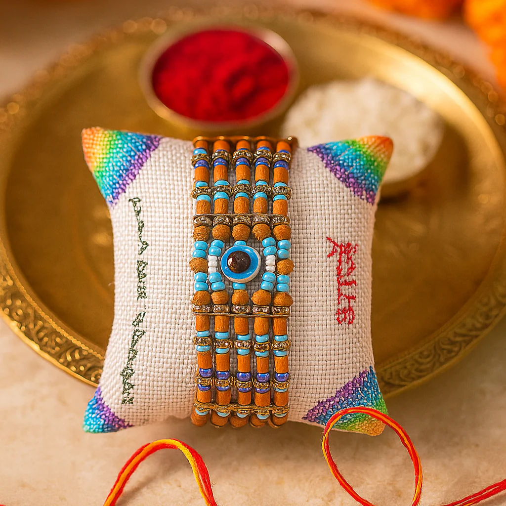 King Kalai Rakhi with Coaster, Kumkum & Chawal | Premium Raksha Bandhan Gift Combo - Image 5