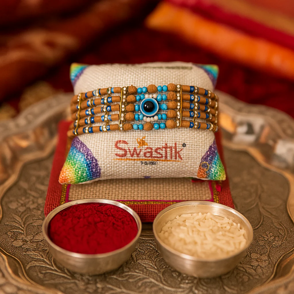 King Kalai Rakhi with Coaster, Kumkum & Chawal | Premium Raksha Bandhan Gift Combo - Image 6