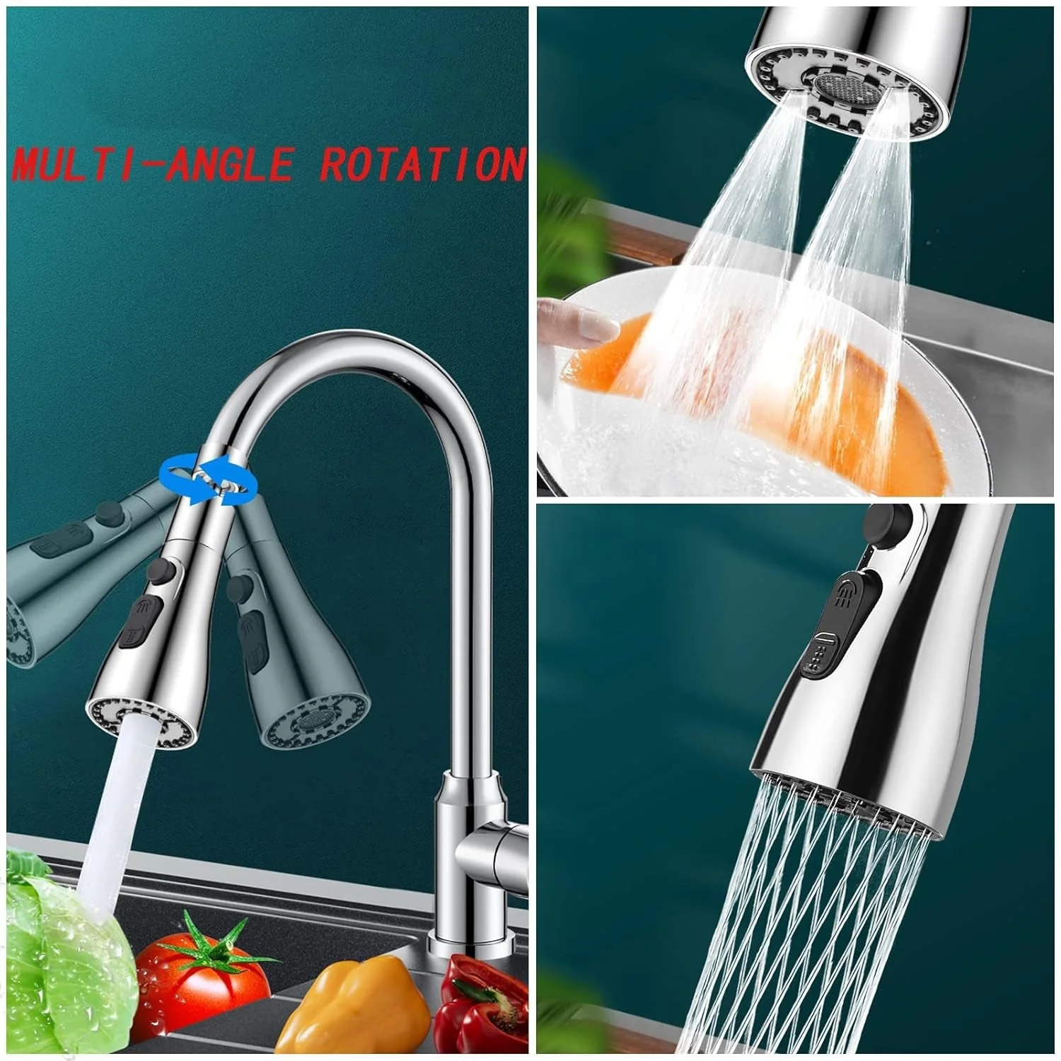 Kitchen Faucet 3-Function Pull Down Sink Sprayer (1 Pc) - Image 2