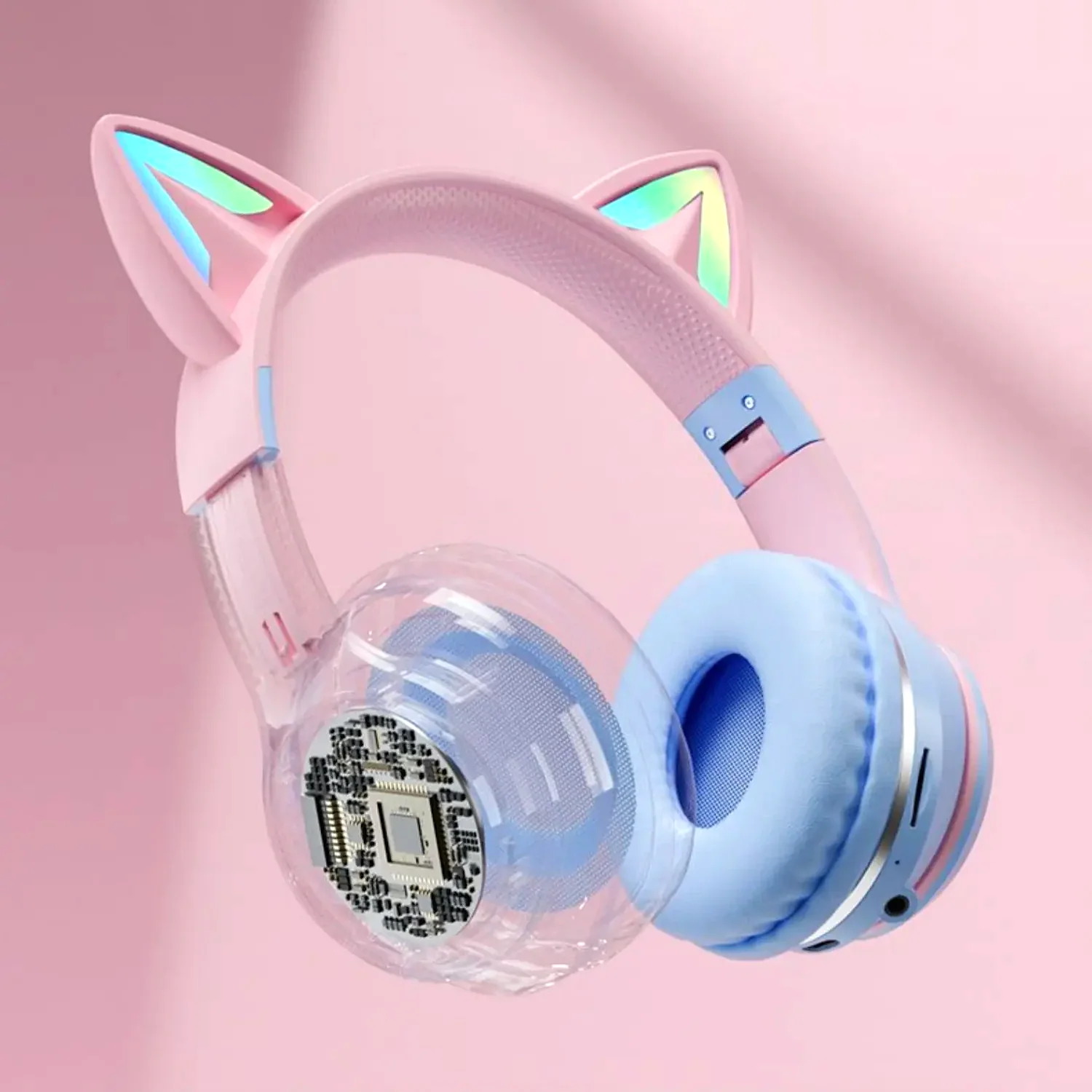 KittyHead: Wireless Cat Ear Headset with RGB LED Lights, Foldable Design headphone for PC, Tablet & Mobile - Image 10