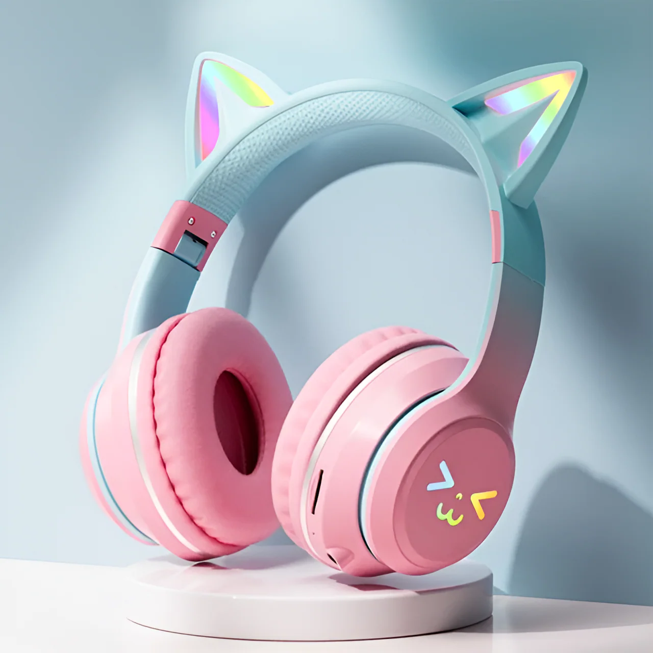 KittyHead: Wireless Cat Ear Headset with RGB LED Lights, Foldable Design headphone for PC, Tablet & Mobile - Image 2