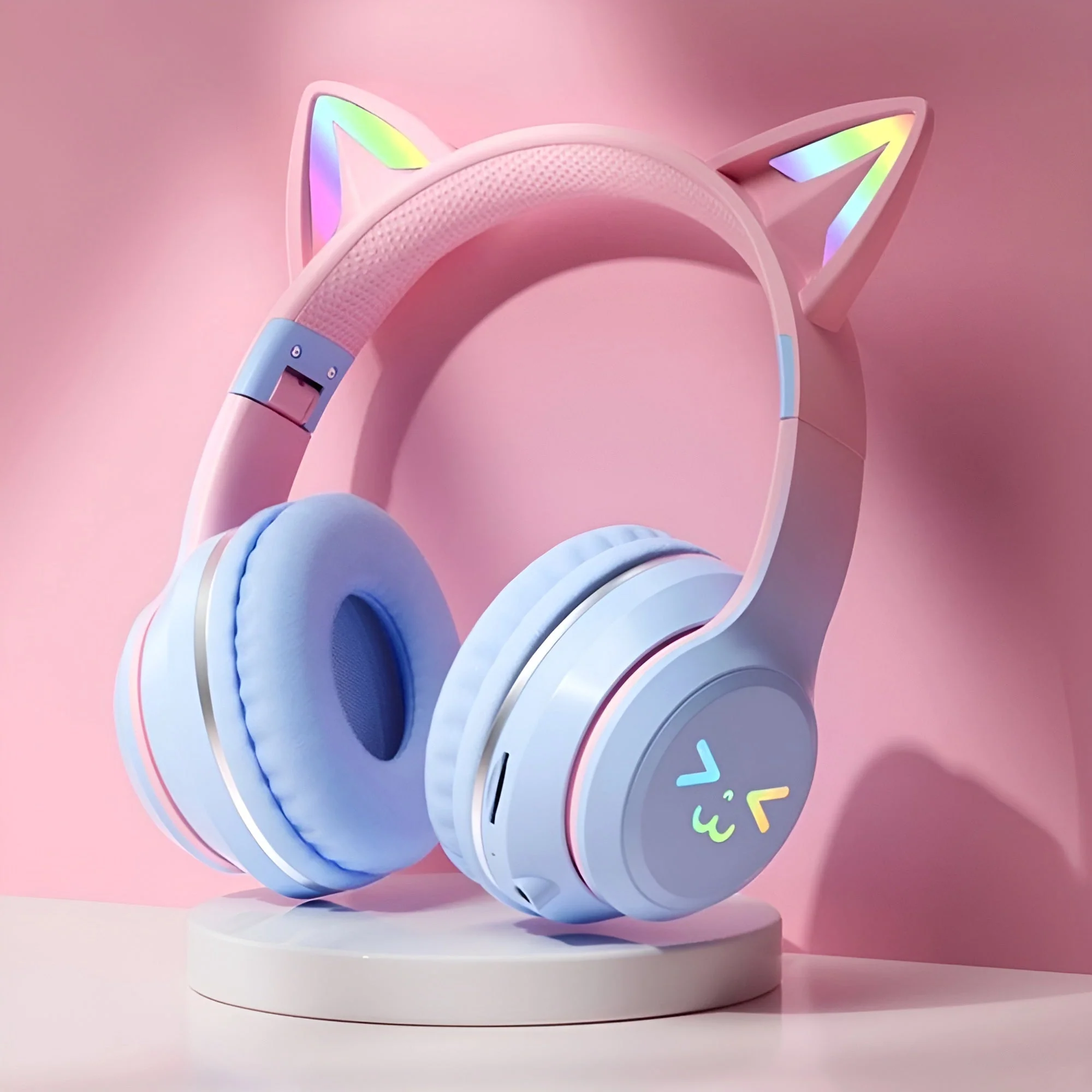 KittyHead: Wireless Cat Ear Headset with RGB LED Lights, Foldable Design headphone for PC, Tablet & Mobile - Image 3