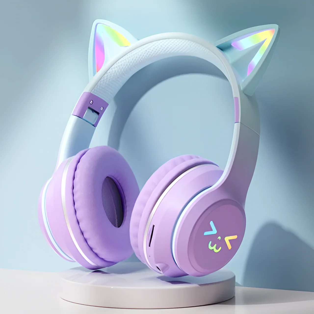 KittyHead: Wireless Cat Ear Headset with RGB LED Lights, Foldable Design headphone for PC, Tablet & Mobile - Image 4