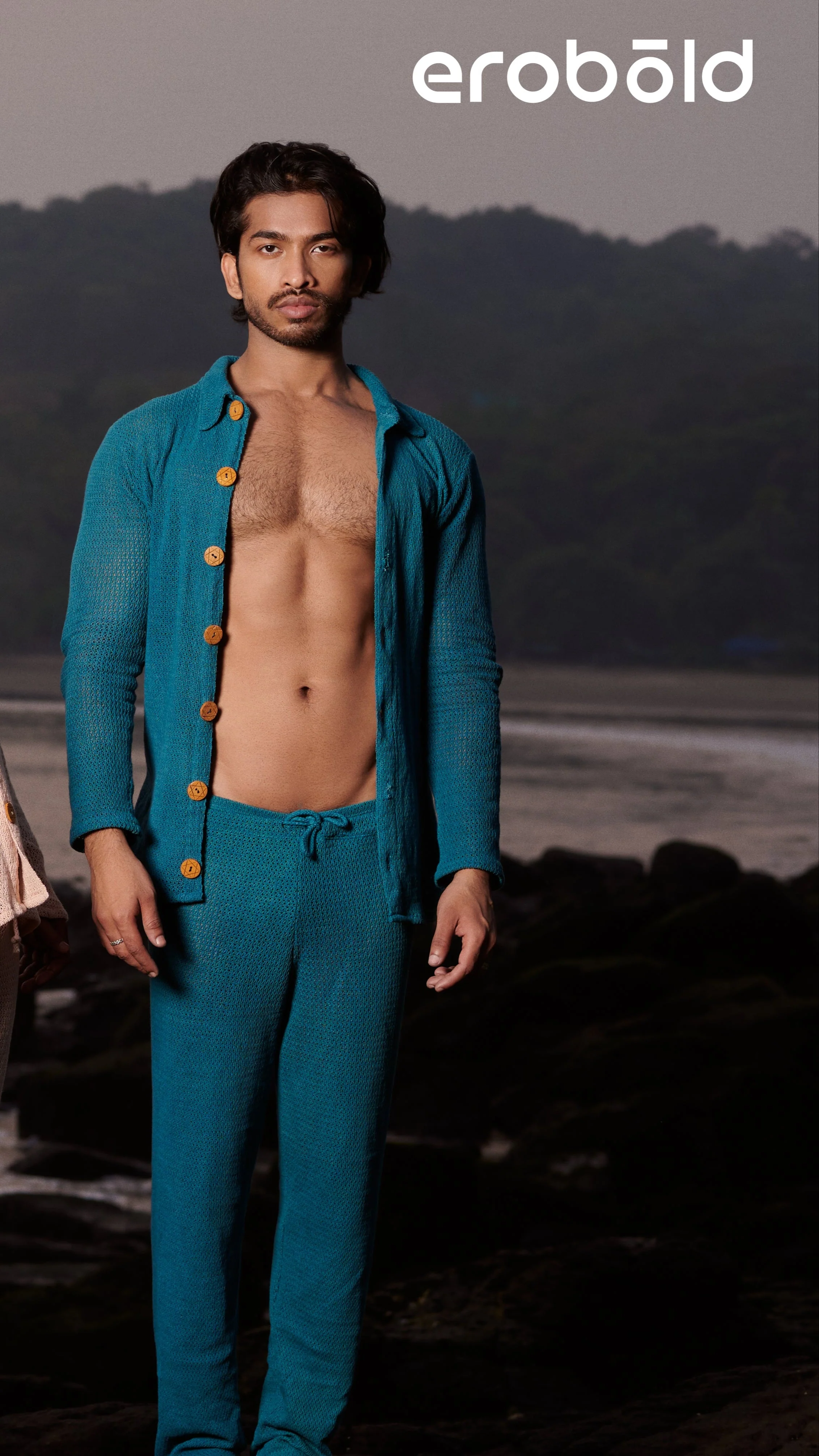Knit Crochet Shirt /Teal Green - Image 10