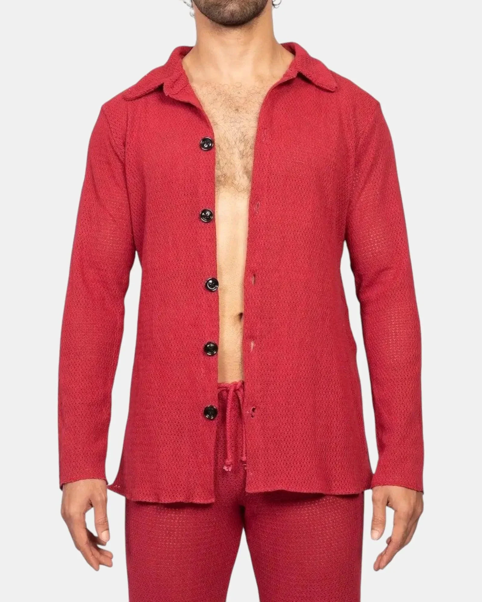 Knit Crochet Shirt /Viva Magenta - Image 2