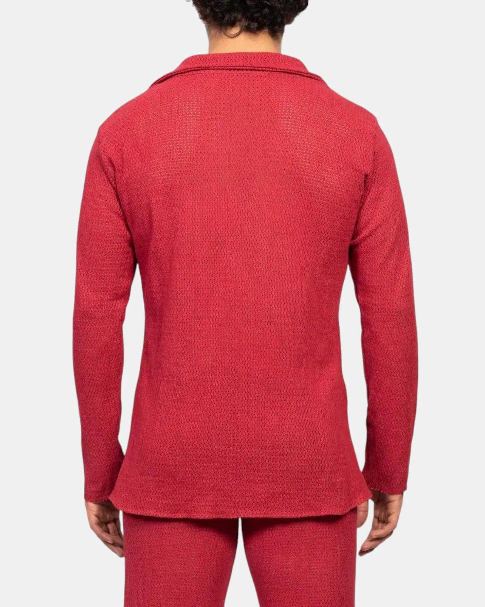 Knit Crochet Shirt /Viva Magenta - Image 4