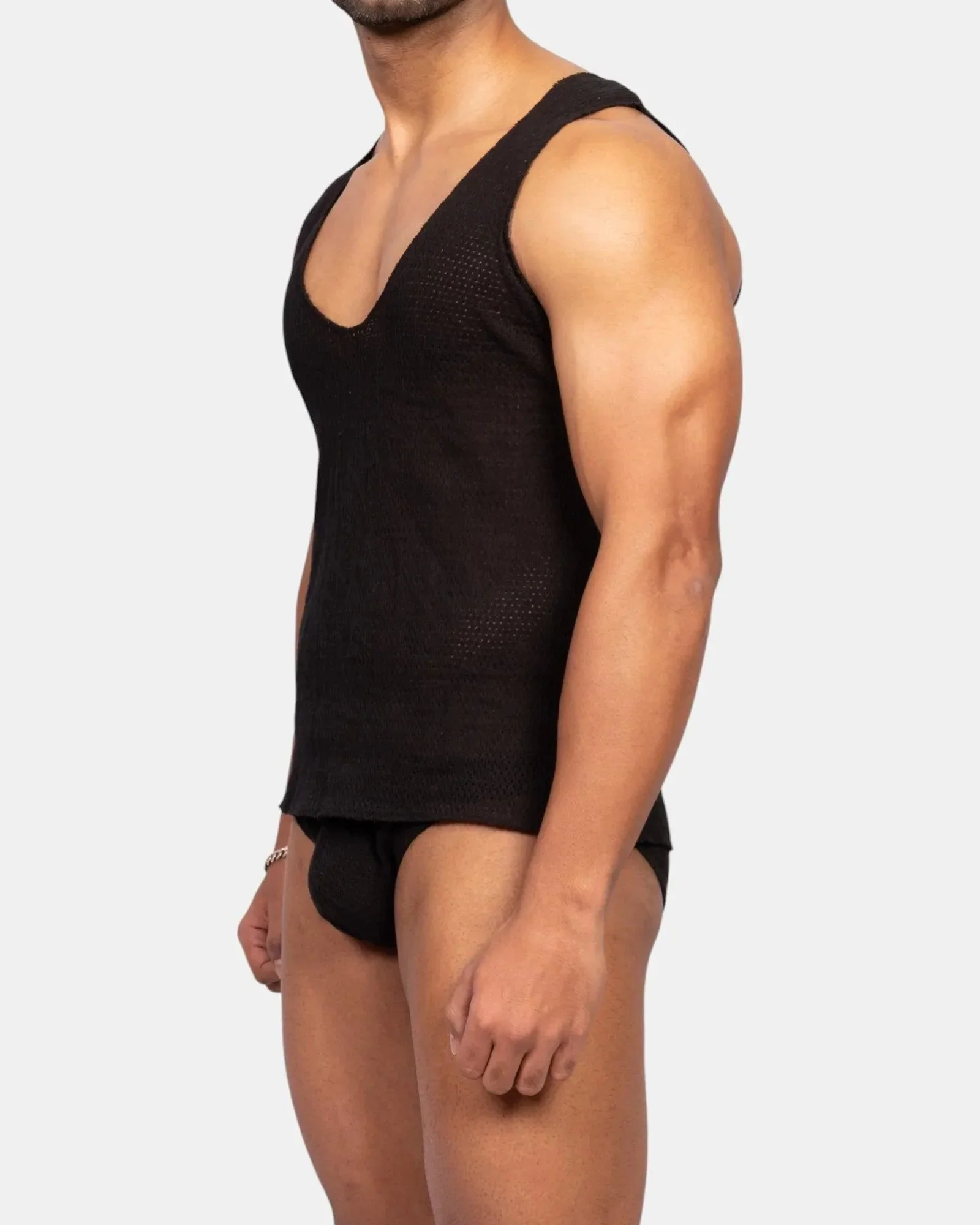 Knit Crochet Tank /Black - Image 4