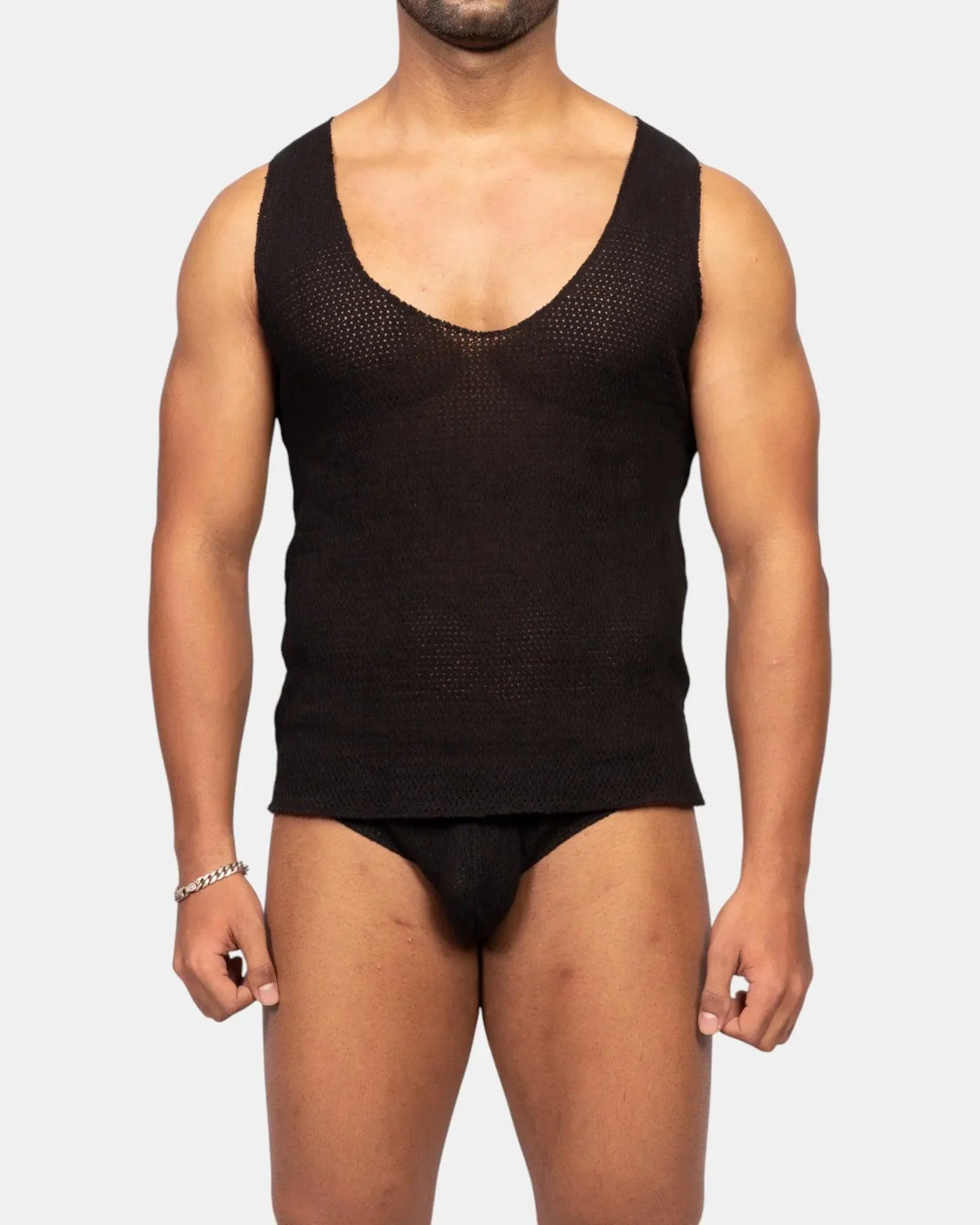 Knit Crochet Tank /Black - Image 8