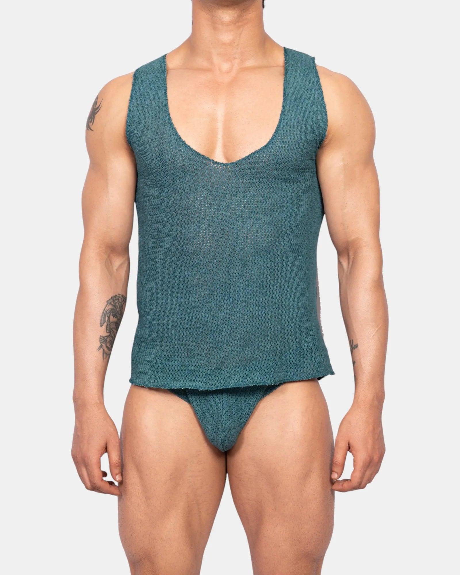 Knit Crochet Tank /Teal Green - Image 8