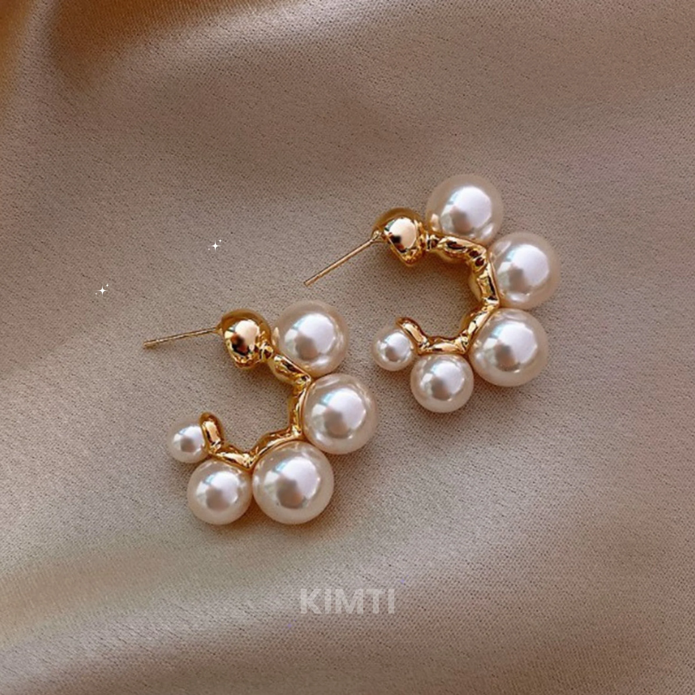 Korean Elegant Pearl Hoop Earring - Image 2