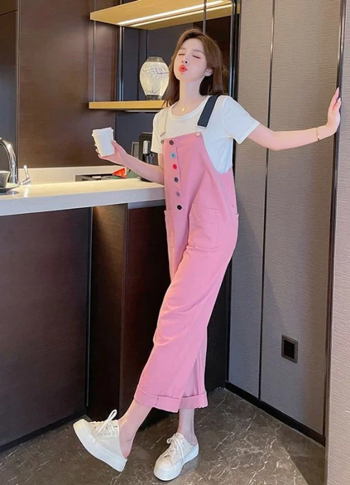Korean Style Bib Jumpsuit Set - Image 2
